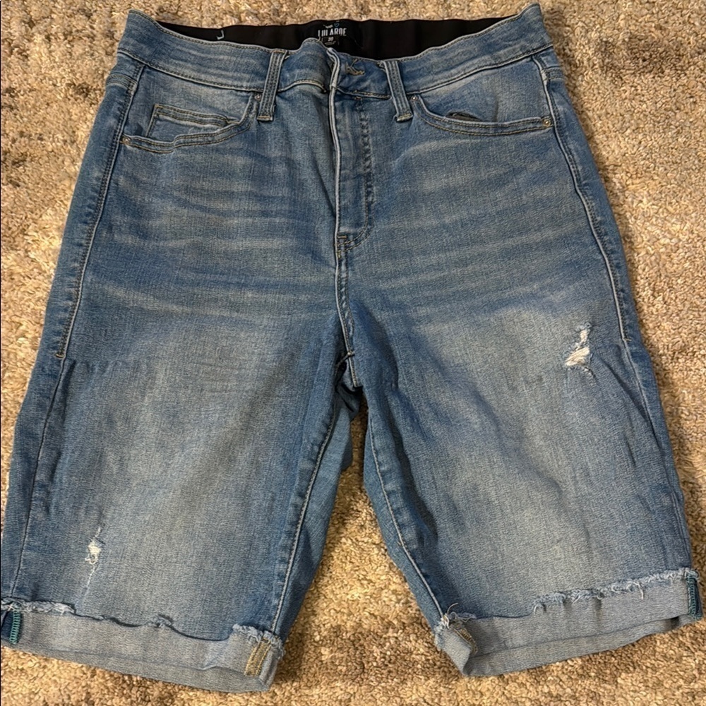 🍍 Lularoe Size 30 With Love Denim Bermuda Jean Shorts STRETCH Cuffed🍍